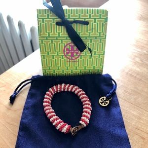 Tory Burch Dual Color Logo Beaded Bracelet
